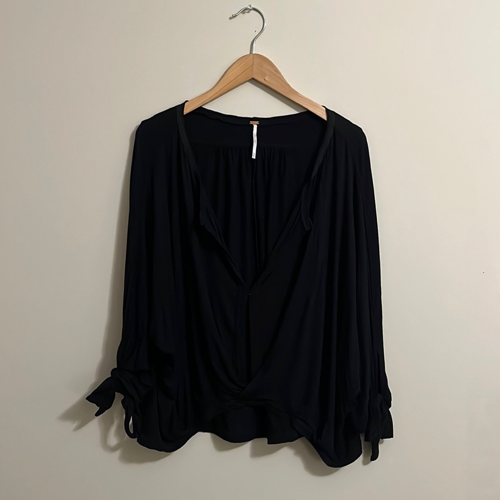 Free People 3/4 Link Tie Sleeve Shirt, Size Medium